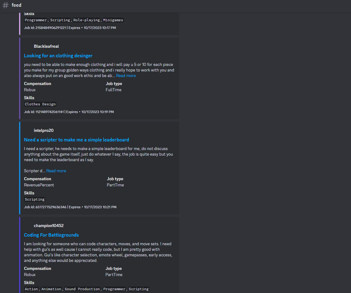 Talent Hub Tracker feed screenshot